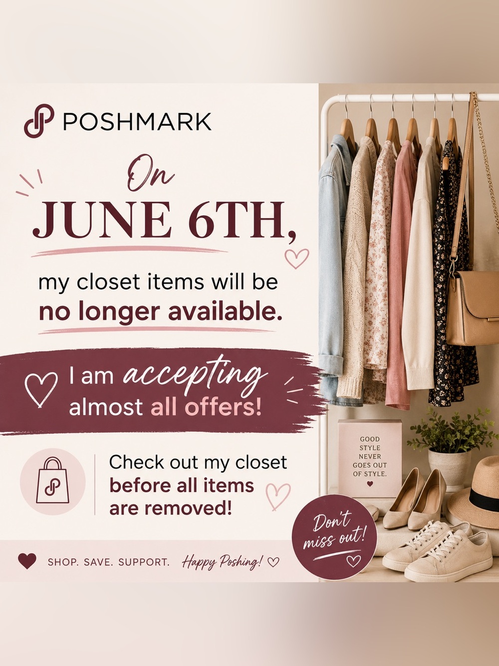 Closet Sale Banner - Pink and Cream Home Storage Sign